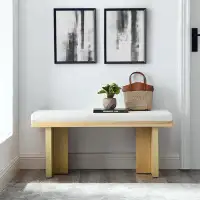Latitude Run® Latitude Run® Padded Bedroom Bench, Made Of Sturdy Rubber Wood, Linen Sponge, Perfect For Modern Living Ro