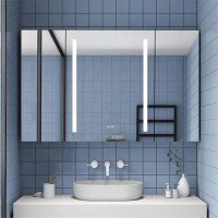 Excellent Future 40X30 Inch LED Bathroom Medicine Cabinet Surface Mount Double Door Lighted Medicine Cabinet_Wall Mounte