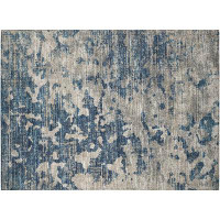17 Stories Tiarie Abstract Machine Woven Polyester Indoor / Outdoor Area Rug in Blue/Beige