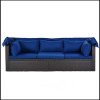 Latitude Run® Yosel 87.2'' Wide Outdoor Patio Sofa With Cushions, Retractable Awning