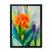 Bay Isle Home™ Orange Blooming Tropical Plant - Traditional Canvas Wall Decor