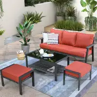 Latitude Run® 4 Piece Rattan Outdoor Conversation Set With Cushions