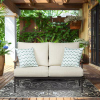 Westfield Outdoors Metal Outdoor Person Seating Sofa Patio Loveseat With Wicker Backrest & Cushions