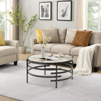 Mercer41 Coffee Table With Sintered Stone Top And Metal Frame