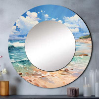 Design Art Relaxing Beach Breezes II - Beach & Ocean Round Mirror For Wall Decor