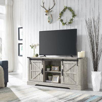 Gracie Oaks TV Stand for 65+ Inch TV, with Sliding Barn Door, Adjustable Shelf for Living Room