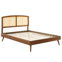 Modway Sierra Cane And Wood Queen Platform Bed With Splayed Legs