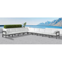 Ebern Designs Griton 180" Wide Outdoor Right Hand Facing Patio Sectional with Cushions