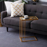 Everly Quinn Glass Top C Table End Table