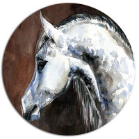 Design Art 'Grey Arabian Horse Watercolor' Oil Painting Print on Metal