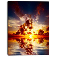 Design Art Caribbean Sunset with Beautiful Sky - Wrapped Canvas Photograph Print