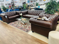 Real Leather Tufted Sofa Set Sale!!