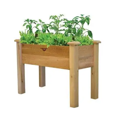 F4 Raised Garden Bed Planter Box In Solid Cedar Wood In Natural Finish - 34-Inch