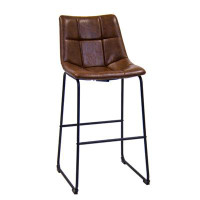 ERF, Inc. Black Steel Barstool With Brown Vinyl Back & Seat