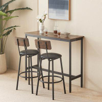 17 Stories Table Set with 2 stools PU Soft seat with backrest