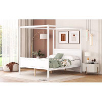 Wildon Home® Dremon Solid Wood Canopy Bed