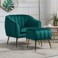 Mercer41 Accent Armchair Chair With Ottoman