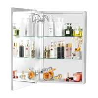 Wrought Studio Bathroom Led Wall Mmirror For Organized Storage, Aluminum Mirrored Medicine Cabinet With 1 Door And 2 Par