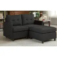 Ebern Designs Renetha 52" Wide Modular Sofa Loveseat with Ottoman