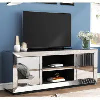 Everly Quinn Amla Luxury Mirrored TV Stand for TVs up to 65"