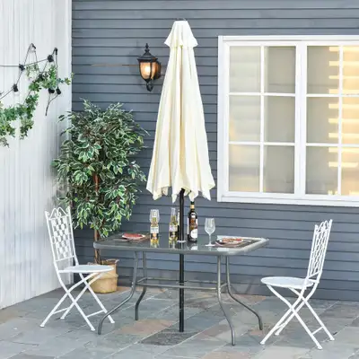 Garden Table w/ Umbrella Hole 47.25" x 31.5" x 27.5" Carbon grey