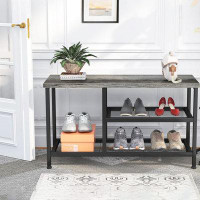 17 Stories Shoe Rack Bench with High Boots Storage