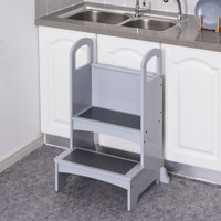 2 STEP STOOL KIDS KITCHEN HELPER WITH SUPPORT HANDLES AND NON-SLIP PAD FOR KITCHEN, LIVING ROOM AND BATHROOM