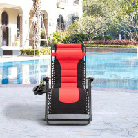 Arlmont & Co. Chaise longue pliante zéro gravité avec appui-tête réglable, support inclinable 300 lb