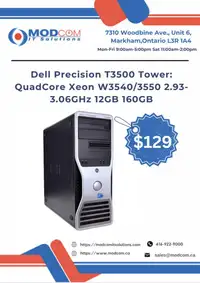 Dell Precision T3500 Tower Business Desktop PC OFF Lease  For Sale: QuadCore Xeon W3540/3550 2.93-3.06GHz 12G 160GB