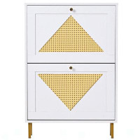 Bay Isle Home™ U-Can Rattan Shoe Cabinet With 2 Flip Drawers