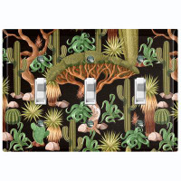 WorldAcc Metal Light Switch Plate Outlet Cover (Green Tree Desert Palm Plants Black  - Single Toggle)