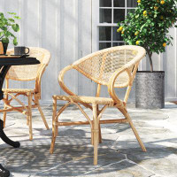 Sand & Stable™ Sand & Stable™ Studio Seaham Modern Bohemian Natural Brown Finished Rattan 2-Piece Dining Chair Set