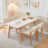 Corrigan Studio Sintered stone dining table and chair combination solid wood ash wood rectangle