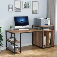 Inbox Zero 47 Inch Home Office Desk With Printer Stand & 23 Inch Bookcase Reversible