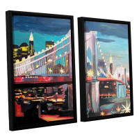 ArtWall New York City-Manhattan Bridge by Marcus/Martina Bleichner 2 Piece Framed Painting Print Set