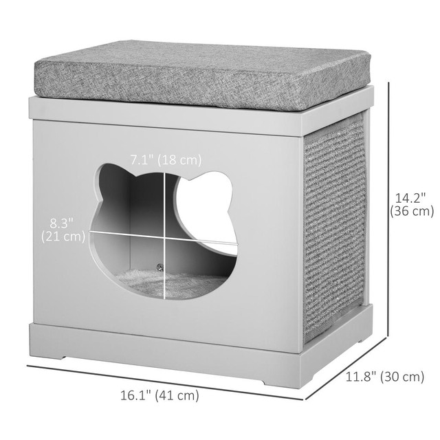Cat House 16.1" x 11.8" x 14.2" Grey in Accessories - Image 3