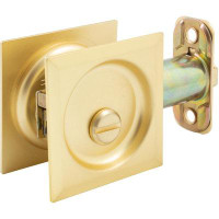 Stone Harbor Hardware Contemporary Square Pocket Door Lock, Privacy (Bed/Bath) Latch, 2-3/4" Backset, RCL, Satin Brass B