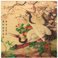 Red Barrel Studio Bamboo Window Shade Blind - Red-Crowned Cranes 72" W