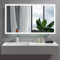 Front Lit LED Bathroom Mirror 28 In H (W= 24, 36 & 48) w Touch Button, Anti Fog, Dimmable, Vertical & Horizontal Mount