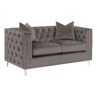 Everly Quinn Broady Urban Bronze Tuxedo Arms Loveseat with Reversible Cushions