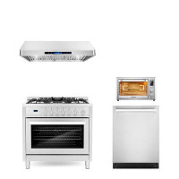Cosmo 4 Pieces Kitchen Package with 35.5" Freestanding Gas Range