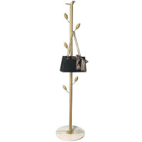 Color of the face home Metal Coat Rack Freestanding Coat Tree Clothes Stand With 6 Hooks,Top With Bird, Marble Base For