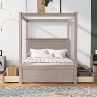 epoch Wood Canopy Bed With Four Drawers