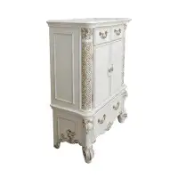 House of Hampton 2 Doors And 3 Drawers Wood Chest With Scrolled Legs In Antique Pearl
