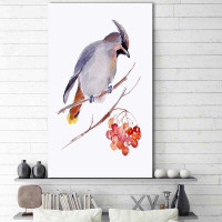 Charlton Home 'Spring Time Bird' Watercolor Painting Print on Wrapped Canvas