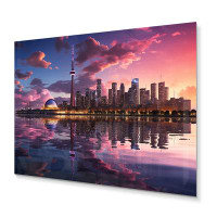 Latitude Run® Purple Toronto By Night - City Toronto Metal Wall Decor