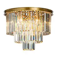 Everly Quinn 10 Light Matte Gold Glam Dual-use Crystal Flush Mount Contemporary For Decor Interior Lighting