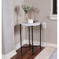 BirdRock Home BIRDROCK HOME Folding Side Table With Marble Top - Gold Legs