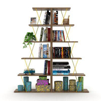 Latitude Run® 5-layer Ladder Bookshelf, Walnut/chrome