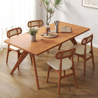 POWER HUT Full Solid Wood Dining Table Whale Table Simple Family Log Dining Chair Combination